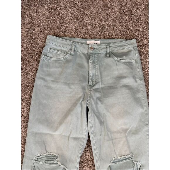 Vervet 90's Vintage Loose Fit Crop Flare Distressed Teal Green Wash Jean Size 30 - Picture 12 of 13